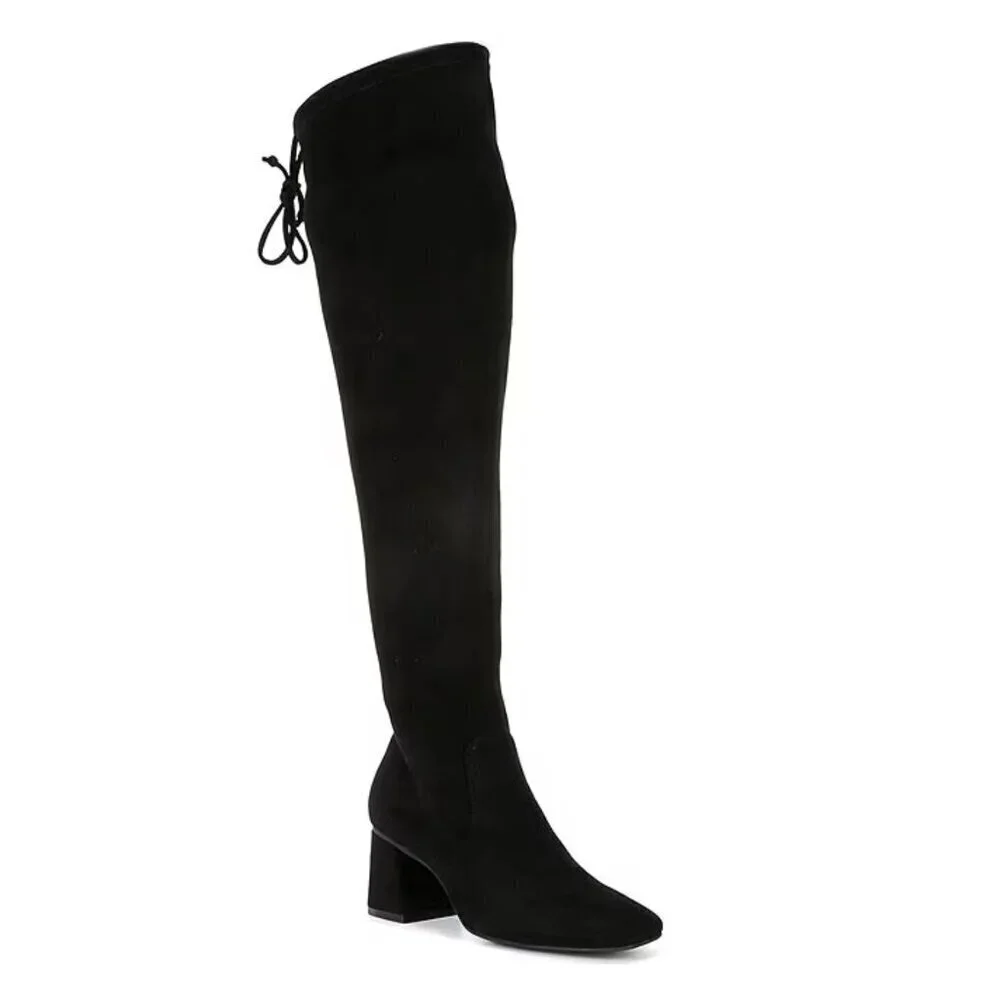 NEW Gianni Bini Laredo Stretch Fabric Over-the-Knee Block Heel Boots in Black